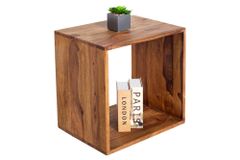 Massivholz Beistelltisch MAKASSAR 45cm braun Sheesham stone finish Regal handmade