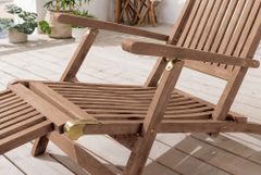 Massive Gartenliege EMPIRE TEAK 175cm natur Teakholz Deckchair verstellbar