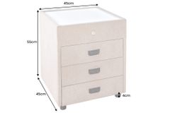 Quadratischer Nachttisch TOULOUSE 55cm beige Samt inkl. Beleuchtung und Schubladen