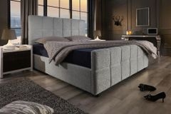 Modernes Boxbett PRESTIGE 180x200cm grau Bouclé mit Stauraum und Lattenrost