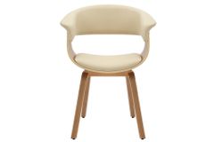 Design Stuhl ORGANIC natur Eiche creme beige Kunstleder mit Armlehnen