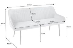 Design Sitzbank TURIN 160cm braun schwarz Metallbeine mit Armlehne