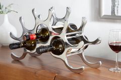 Modernes Weinregal FLAME 48cm silber für 10 Flaschen Flaschenhalter
