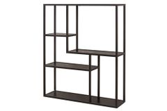 Industrial Wandregal SLIM LINE 90cm Esche schwarz fünf Regalböden