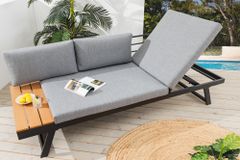 Verstellbare Gartenlounge MODULAR MIAMI 230cm grau natur anthrazit Gartensofa oder Gartenliege