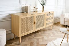 Design Sideboard VIENNA 155cm Wiener Geflecht Rattan Kommode mit Schubladen