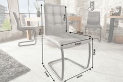 Industrial Freischwinger Stuhl MODENA vintage grau mit Ziersteppung