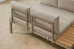 Modulare Garten Sitzgruppe ORLANDO LOUNGE 240cm champagner greige Aluminium wetterfest inkl. Kissen
