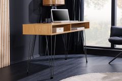 Industrial Schreibtisch STUDIO 110cm natur Eiche Laptoptisch Hairpin Legs Stauraum
