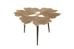 Dekorativer Couchtisch GINKGO LEAFS 75cm gold handmade Metall