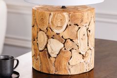 Design Tischlampe PURE NATURE 45cm natur handmade Eisenholz Baumwollschirm weiß