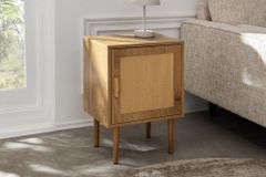Design Nachttisch VIENNA 60cm natur Rattan Geflecht Beistelltisch mit Stauraum