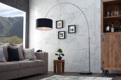 Ausziehbare Bogenlampe LOUNGE DEAL 170-200cm schwarz Leinenschirm Stehlampe
