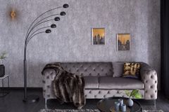 Design Bogenlampe FIVE LIGHTS 210cm schwarz gold Stehlampe mit Marmorfuß