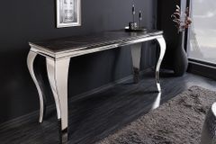 Design Konsolentisch MODERN BAROCK 140cm schwarz anthrazit chrom Keramik Marmor