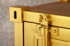Design Aktenschrank GLOBETROTTER 180cm gold Eisen Container Upcycling Highboard