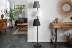 Design Stehlampe LEVELS 163cm schwarz grau mit 3 Leinenschirmen