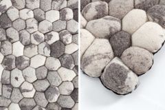Handgewebter Schurwolle-Teppich ORGANIC LIVING 200x120cm grau Filz Steinoptik