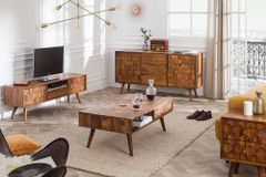 Massivholz Beistelltisch MYSTIC LIVING 60cm braun Sheesham stone finish Nachttisch