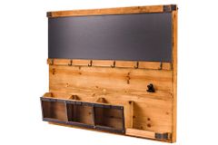Praktisches Wandboard HERITAGE 80cm natur Pinie 6 Haken Kreidetafel Schlüsselbrett