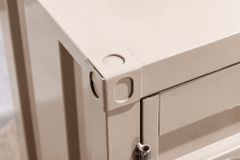 Container-Schrank GLOBETROTTER 80cm greige Metall Couchtisch mit Flügeltüren Kommode