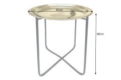 Runder Beistelltisch CASABLANCA 50cm messing gold schwarz Tablett abnehmbar klappbar