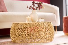 Runder Couchtisch ABSTRACT LEAF 75cm gold Metall filigrane Handarbeit Vintage Design