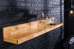 Massives Wandregal MAKASSAR 140cm natur Mangoholz handmade