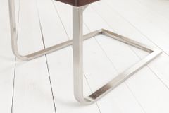 Freischwinger Stuhl SAMSON dark coffee Edelstahlrahmen mit Komfortgriff