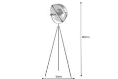 Industrial Stehlampe STUDIO 150cm schwarz Blattsilber-Optik neigbarer Schirm