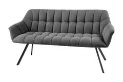 Esszimmer Sitzbank PAPILLON 165cm anthrazit Flachgewebe mit Lehnen schwarzes Metallgestell