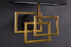 Moderne Wandleuchte ATLANTIS 44cm gold Stoffschirm schwarz Lampe