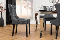 Chesterfield Stuhl CASTLE schwarz Kunstleder Massivholz mit Komfortgriff
