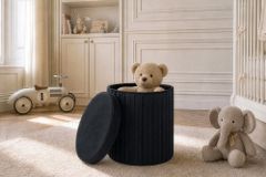 Runder Hocker ÉLAN 40cm schwarz Samt faltbar mit Stauraum