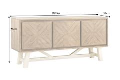 Massives Sideboard HAMPTONS 160cm hellbraun creme Pinienholz