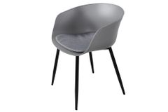Moderner Stuhl DESIGNO grau Kunststoff Gartenstuhl mit Armlehnen Indoor Outdoor