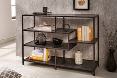 Industrial Bücherregal SLIM LINE 114cm Esche schwarz fünf Regalböden