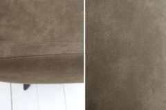 Retro Design Stuhl LUCCA antik taupe Microfaser mit Armlehne Steppung gepolstert