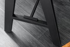 Massivholz Bartisch MAMMUT 120cm natur Akazie Baumkante Metall schwarz mit Fußablage