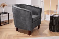 Design Lounge Sessel HEMINGWAY dunkelgrau Samt Armlehnen Cocktailsessel