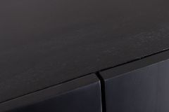 Massives Sideboard MANDALA 160cm Mangoholz schwarz mit 3D Schnitzereien goldene Füße