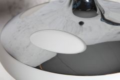 Moderne Tischlampe LUNA LOGO 45cm silber verchromt Tischleuchte