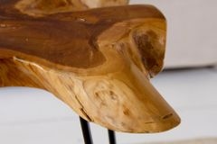 Einzigartiger Beistelltisch WILD 60cm Teakholz Baumscheibe Couchtisch