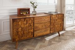 Massivholz Sideboard MYSTIC LIVING 145cm braun Sheesham stone finish Kommode Schubladen
