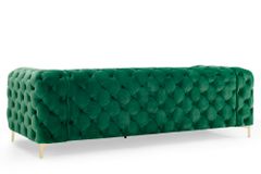 Chesterfield 3-Sitzer Sofa MODERN BAROCK 235cm smaragdgrün Samt Federkern gold Metallfüße