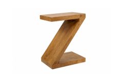 Massiver Beistelltisch Z 60cm braun honey finish Mangoholz Z-Form handmade