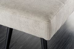 Design Sitzbank BOUTIQUE 100cm hellgrau Cord Metallbeine schwarz