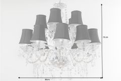 Design Kronleuchter CRYSTAL XL 80cm klar Acryl 15-armig Lüster schwarz mit Schirmen