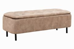 Extravagante Polsterbank EN VOGUE 120cm beige Samt mit Stauraum schwarze Metallbeine