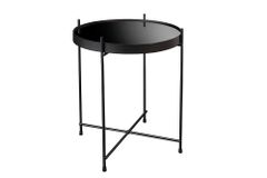 Runder Couchtisch ELEGANCE 45cm anthrazit Glas schwarz Metallgestell